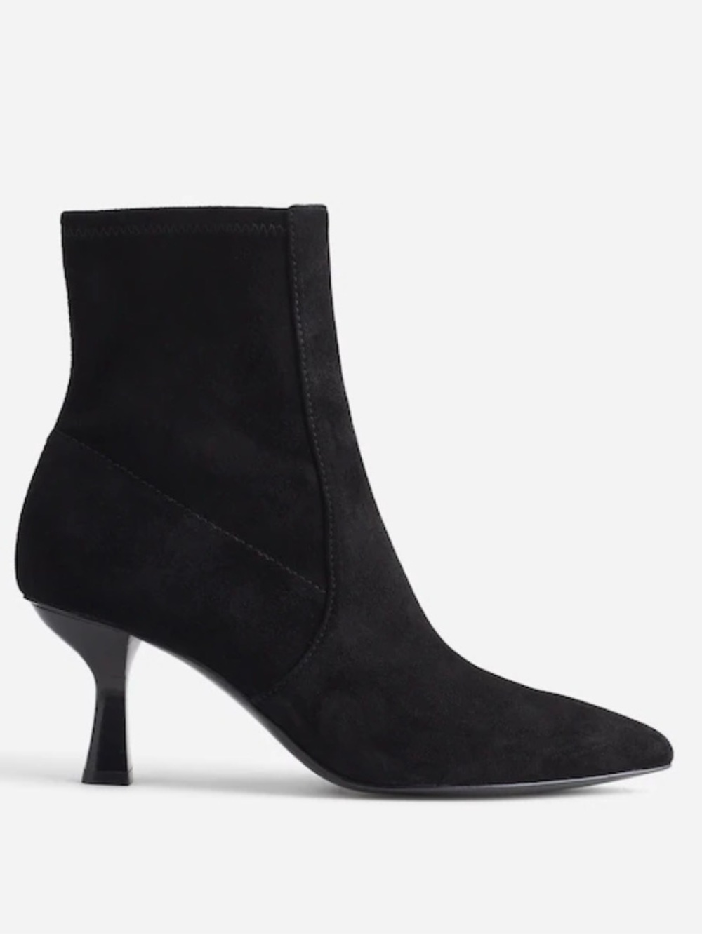 Madewell Black Suede Pointed Toe Kitten Heel Ankle Boots